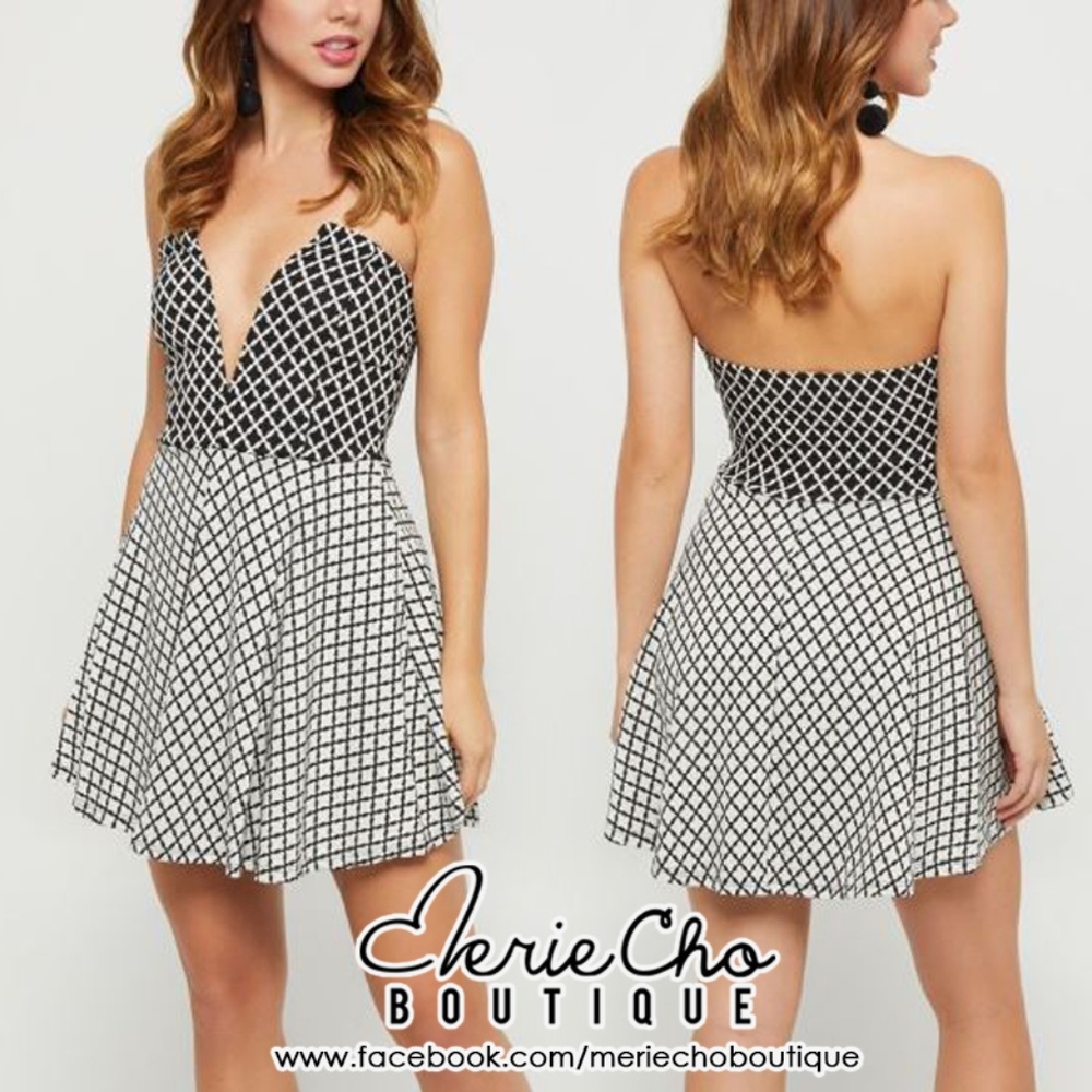 NEW checkered sleevless low neckline dress - Picture 1 of 1
